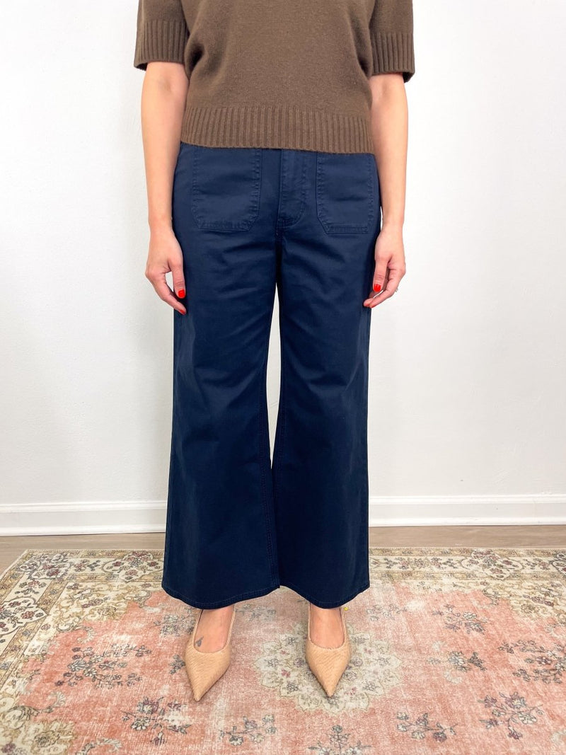 Grant Cropped High Rise Wide Leg in Navy - The Shoe Hive