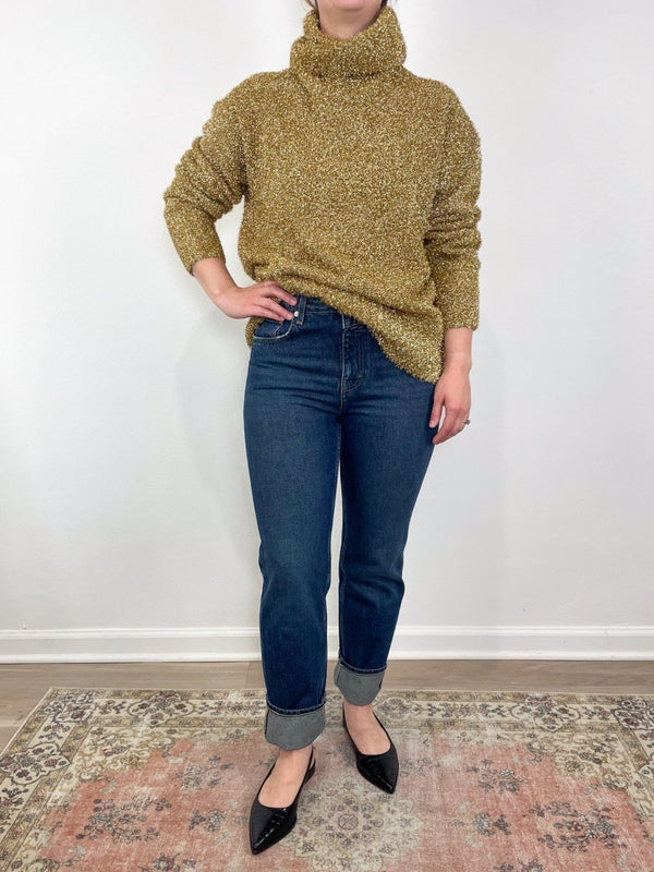 Gretchen Turtleneck in Gold Metallic - The Shoe Hive