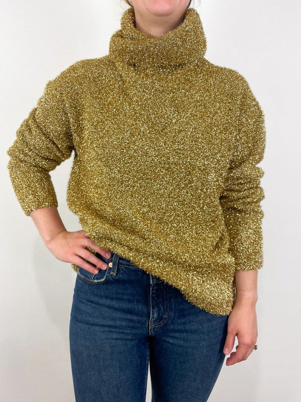 Gretchen Turtleneck in Gold Metallic - The Shoe Hive