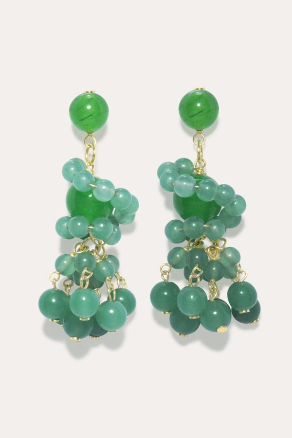 H73 - G Recycled Silver 18ct Gold Plated Earrings in Green - The Shoe Hive