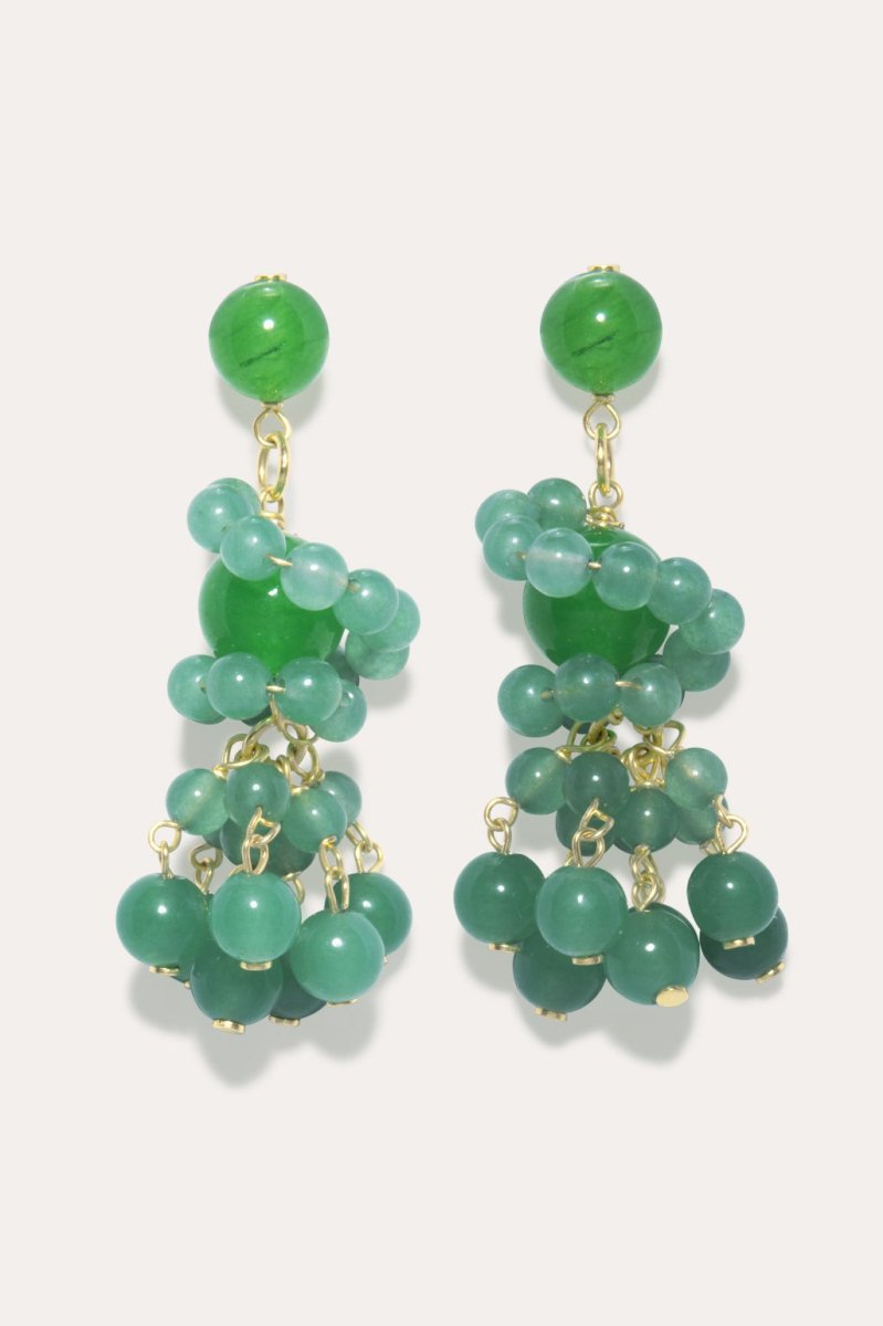 H73 - G Recycled Silver 18ct Gold Plated Earrings in Green - The Shoe Hive