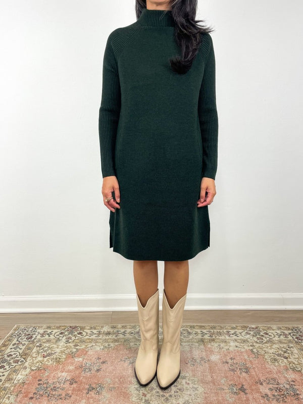 Hadley Milano Dress in Bottle Green Extra Fine Merino Wool - The Shoe Hive