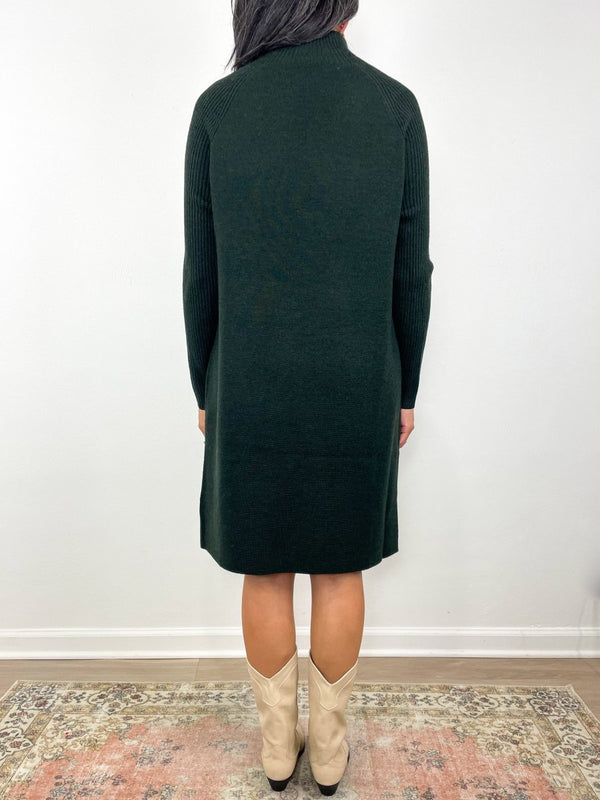 Hadley Milano Dress in Bottle Green Extra Fine Merino Wool - The Shoe Hive