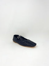 Handwoven Mary Jane in Black Leather - The Shoe Hive