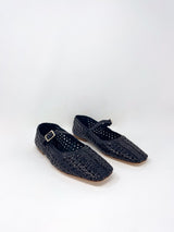 Handwoven Mary Jane in Black Leather - The Shoe Hive