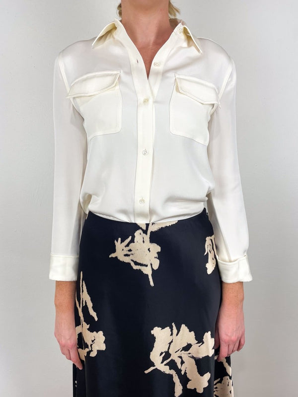 Hannah Blouse in Ivory Silk Crepe - The Shoe Hive