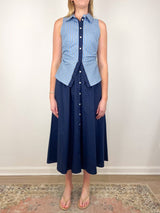 Hannah Dress in Cloudy Blue/Optic White - The Shoe Hive