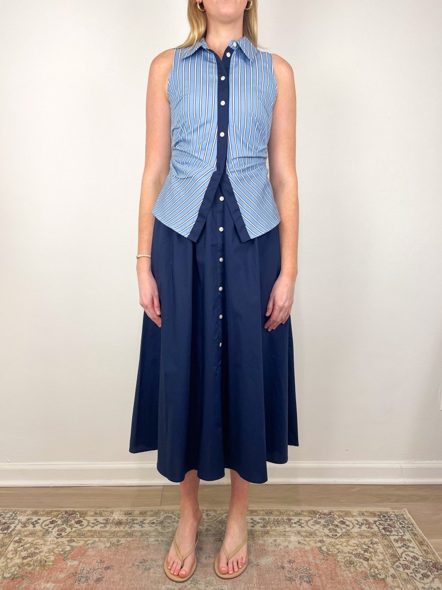 Hannah Dress in Cloudy Blue/Optic White exclusive at The Shoe Hive