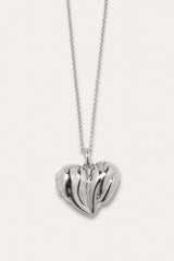 Hear Locket Recycled Silver Necklace 20.5" in Silver - The Shoe Hive