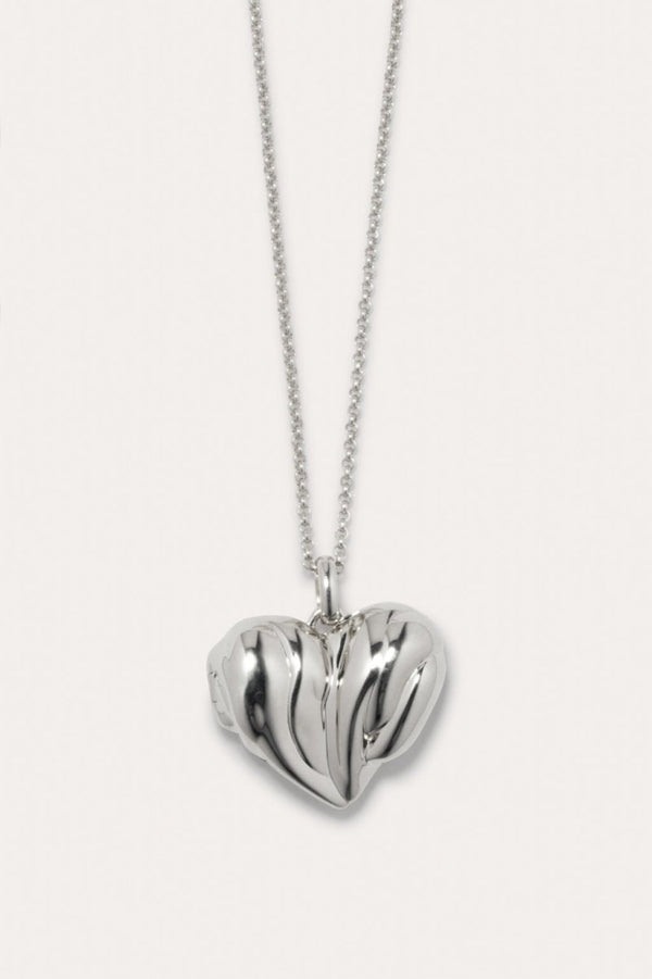Hear Locket Recycled Silver Necklace 20.5" in Silver - The Shoe Hive