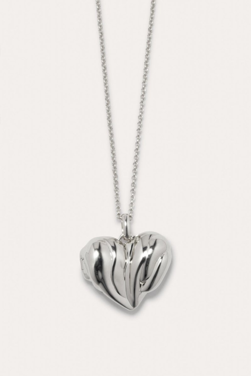 Hear Locket Recycled Silver Necklace 20.5" in Silver - The Shoe Hive