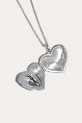 Hear Locket Recycled Silver Necklace 20.5" in Silver - The Shoe Hive