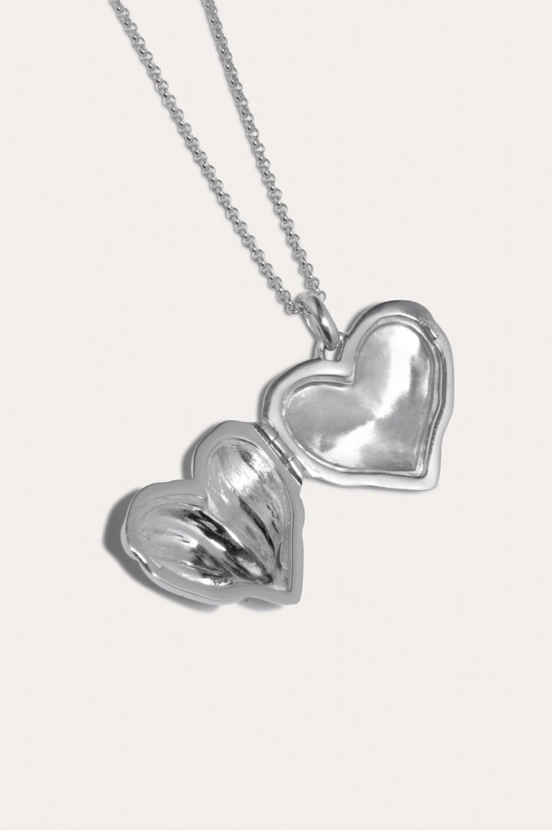 Hear Locket Recycled Silver Necklace 20.5" in Silver - The Shoe Hive