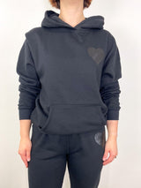 Heart Hoodie in Black/Black - The Shoe Hive