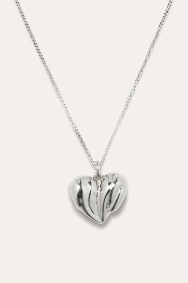 Heart Locket Recycled Silver Necklace 19.5" in Silver - The Shoe Hive
