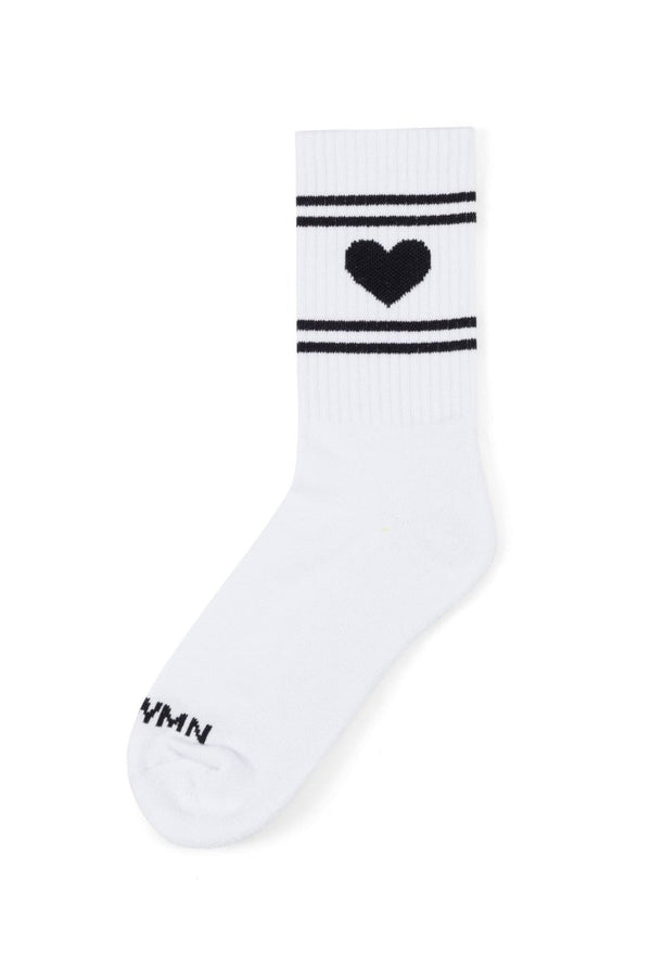 Heart Logo Crew Socks in White - The Shoe Hive