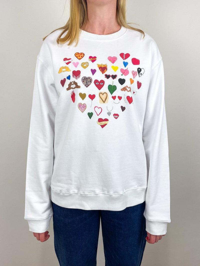 Hearts Men's Crewneck Sweatshirt in White - The Shoe Hive
