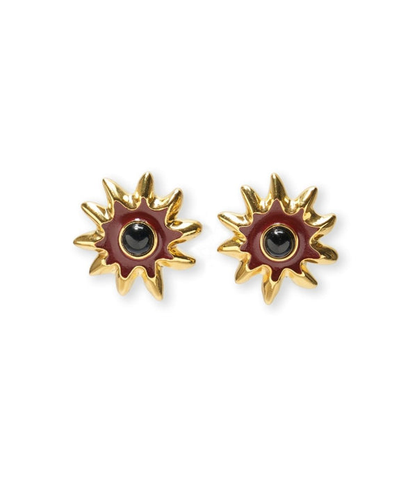 Helios Stud Earrings in Burgundy - The Shoe Hive