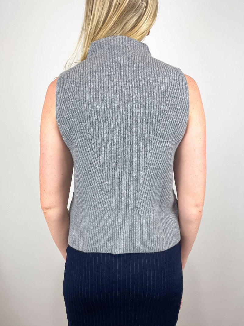 Henriette Vest in Mid Heather Grey Cashmere - The Shoe Hive