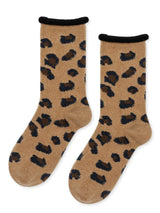 Cheetah Cashmere Crew in Camel