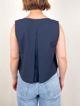 Hidden Placket Top in Navy - The Shoe Hive