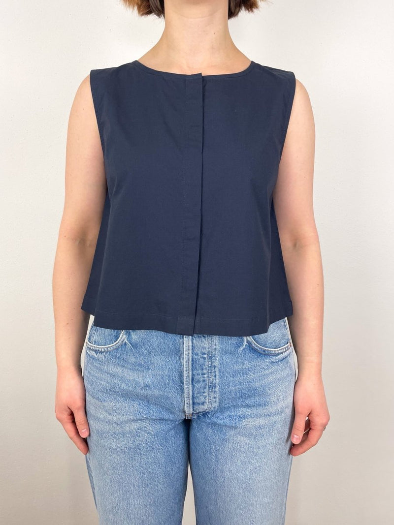 Hidden Placket Top in Navy - The Shoe Hive