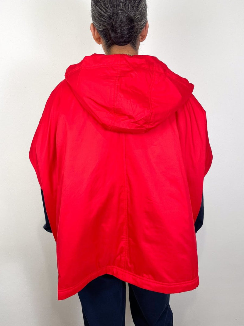 Hooded Poncho in Ruby - The Shoe Hive