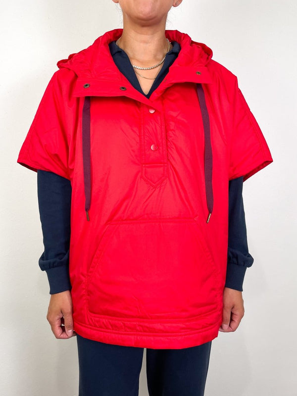 Hooded Poncho in Ruby - The Shoe Hive