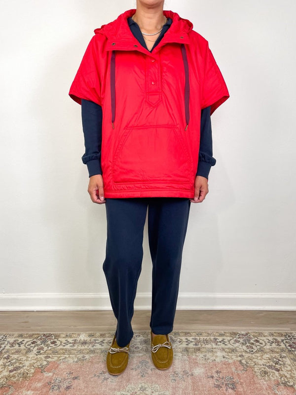 Hooded Poncho in Ruby - The Shoe Hive