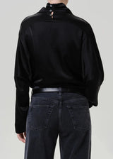Ilaria Draped Japanese hammered Satin Top - The Shoe Hive