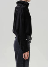 Ilaria Draped Japanese hammered Satin Top - The Shoe Hive