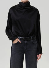 Ilaria Draped Japanese hammered Satin Top - The Shoe Hive