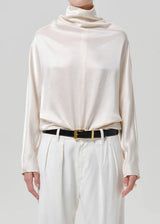 Ilaria Draped Top in Cream - The Shoe Hive