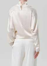 Ilaria Draped Top in Cream - The Shoe Hive