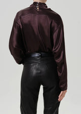 Ilaria Draped Top in Espresso - The Shoe Hive