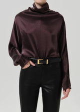 Ilaria Draped Top in Espresso - The Shoe Hive