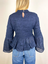 Imogen Solid L/S Top in Navy - The Shoe Hive