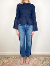 Imogen Solid L/S Top in Navy - The Shoe Hive