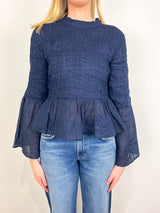Imogen Solid L/S Top in Navy - The Shoe Hive