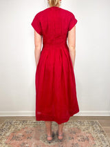 Imogen Solid Midi Dress in Red - The Shoe Hive