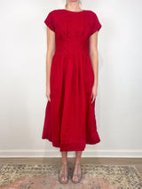 Imogen Solid Midi Dress in Red - The Shoe Hive
