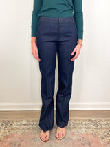 Indigo Denim Pat Trouser Jean in Dark Denim - The Shoe Hive