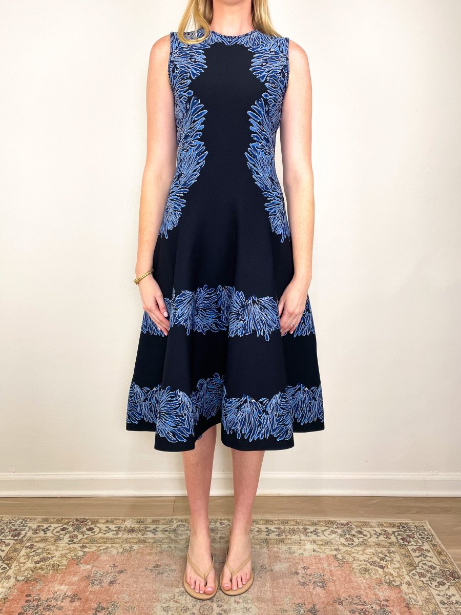 Iona SL Jacquard Knit Dress in Ocean