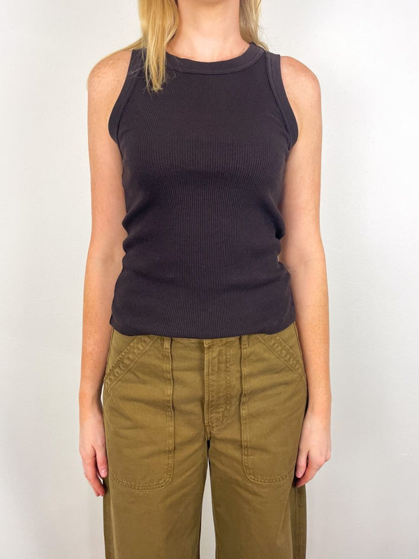 Isabel Rib Tank in Dark Brown - The Shoe Hive