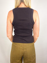 Isabel Rib Tank in Dark Brown - The Shoe Hive