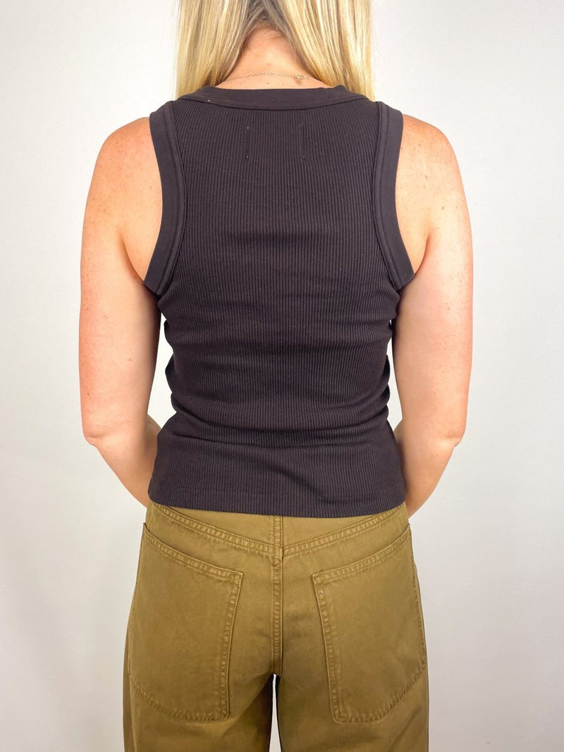 Isabel Rib Tank in Dark Brown - The Shoe Hive