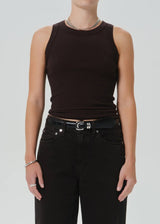 Isabel Rib Tank in Dark Brown - The Shoe Hive