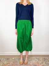 Italian Sporty Nylon Maxi Anorak Skirt in Green - The Shoe Hive