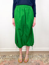 Italian Sporty Nylon Maxi Anorak Skirt in Green - The Shoe Hive