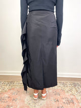 Italian Sporty Nylon Ribbon Skirt in Black - The Shoe Hive